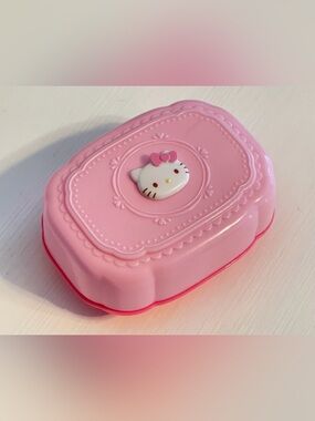 SANRIO HELLO KITTY HEAD PINK SOAP DISH TRAVEL CASE BOX